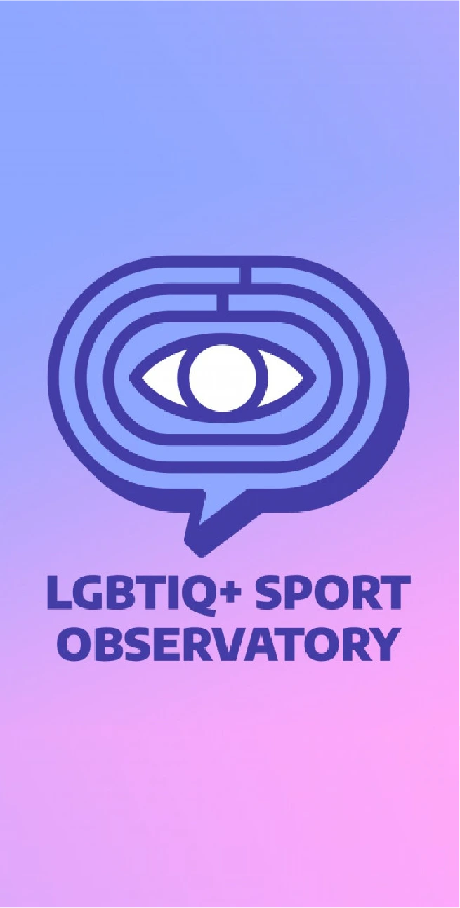 LBTIQ+ Sports observation cover has logo that shows a big eye in the middle of sports track
