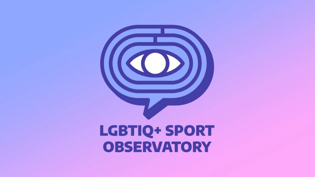 LGBTIQ+ Sport Observatory cover with eye icon in the middle of a sports track