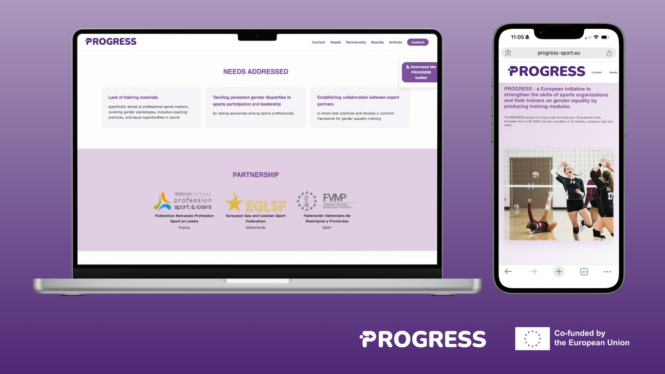 PROGRESS project cover with mockups showing project website on laptop and phone